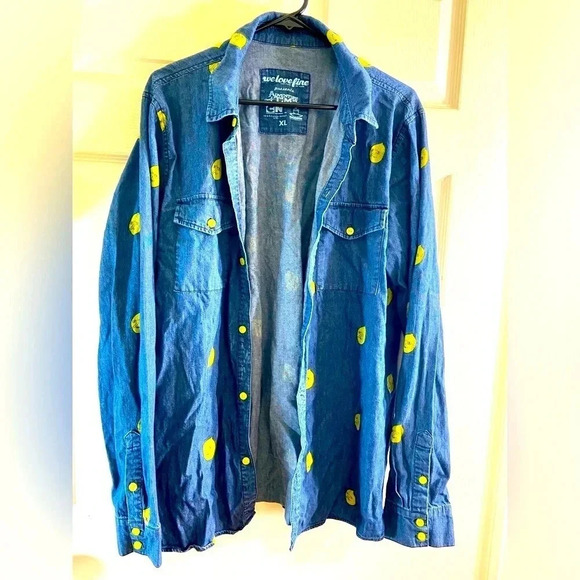 Adventure Time -  We Love Fine - Lemongrab Denim Button up Shirt - Never Worn🍋 - Picture 1 of 11